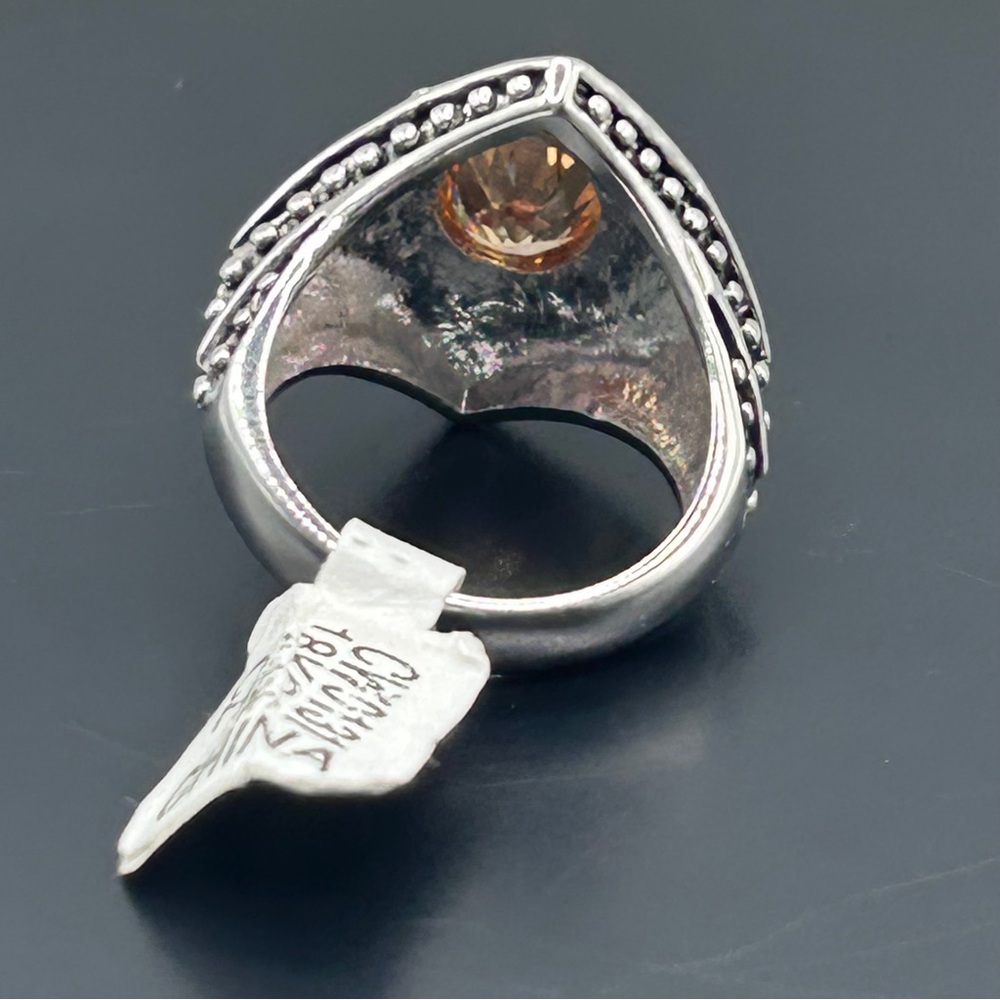 Dazzling 18KGE Two Tone Amber CZ Stone Size 7.5 Ring - Picture 7 of 14